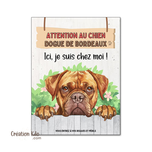plaque dogue de bordeaux panneau je monte la garde pancarte chien