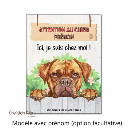 plaque dogue de bordeaux panneau je monte la garde pancarte chien