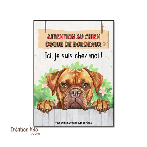 plaque dogue de bordeaux panneau je monte la garde pancarte chien photo