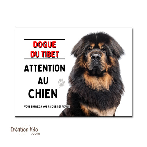 Plaque Dogue du Tibet Attention au chien Panneau portail je monte la garde