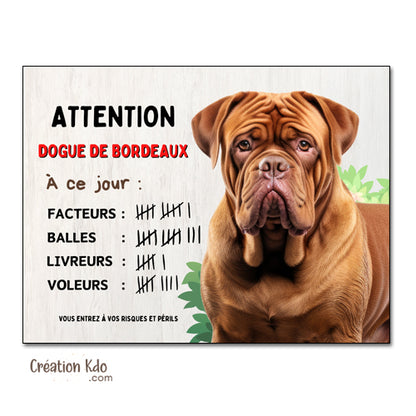 plaque dogue de bordeaux panneau je monte la garde pancarte chien humour à ce jour facteurs