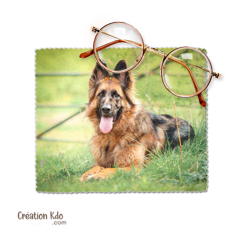 essuie lunette photo chien berger allemand chamoisine petit chiffon nettoyant microfibre