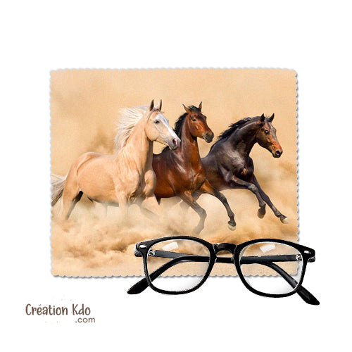essui lunette personnalisé cheval pie microfibre photo chevaux cadeau chiffonnette écran chamoisine