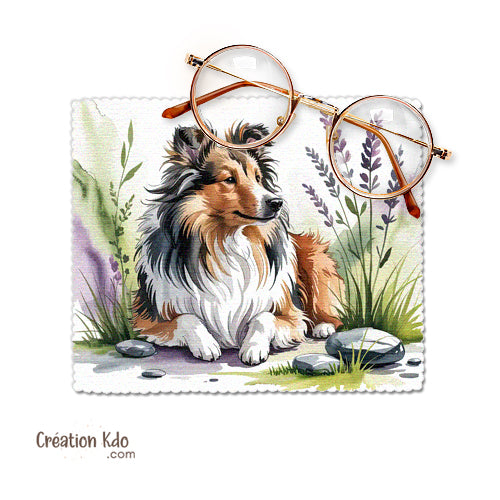 Essuie-lunette Berger des Shetland Chiffonnette microfibre motif chien animaux