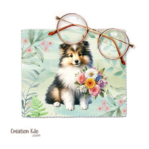 Essuie-lunette chiot Berger des Shetland Chiffonnette microfibre chiffon écran et panneaux je monte la garde
