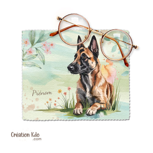 Essuie-lunette chien motif Malinois chiffonnette en microfibre chiffon pour lunette personnalisé