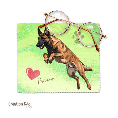 Essuie-lunette motif chien Malinois chiffonnette en microfibre idée cadeau sport canin france ring mondioring agility hooper
