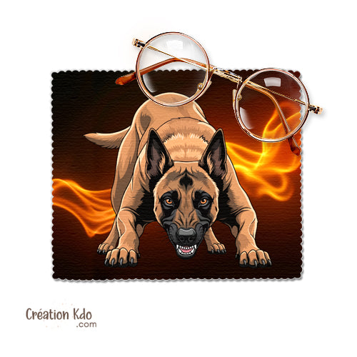 Essuie-lunette motif chien Malinois chiffonnette en microfibre idée cadeau sport canin france ring mondioring