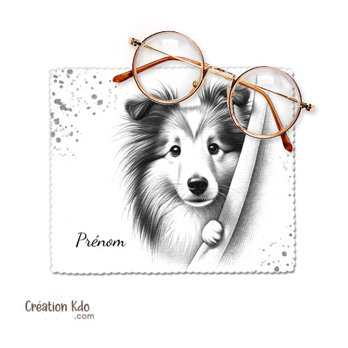 Essuie-lunette dessin Berger des Shetland Chiffonnette tissu microfibre