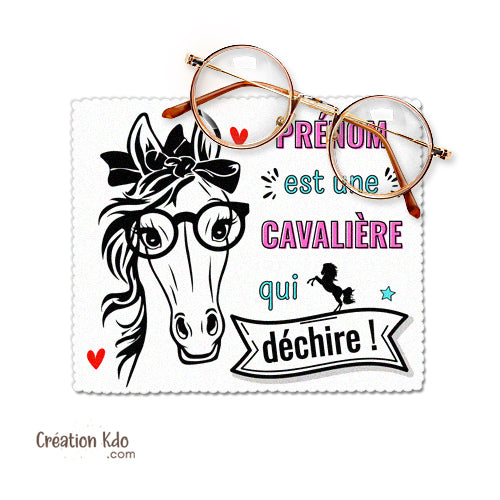 essuie lunette cheval je suis une cavalière qui déchire chiffonnette chiffon à lunette personnalisée