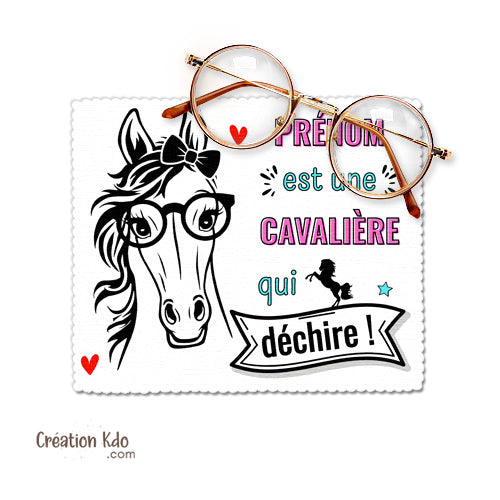 essuie lunette cheval je suis une cavalière qui déchire chiffonnette chiffon à lunette personnalisée