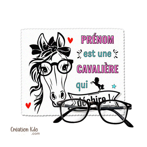 essuie lunette cheval je suis une cavalière qui déchire chiffonnette chiffon à lunette personnalisée