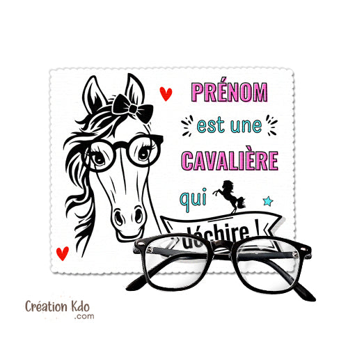 essuie lunette cheval je suis une cavalière qui déchire chiffonnette chiffon à lunette personnalisée
