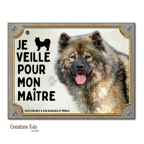 Plaque Eurasier Je veille pour mon maître Panneau de portail (pelage marron)