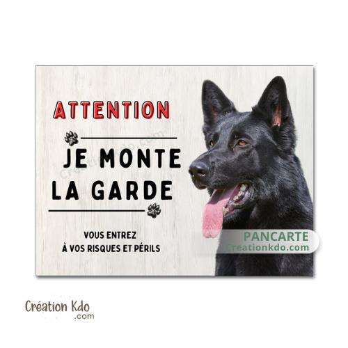 berger allemand noir plaque attention au chien panneau portail je monte la garde
