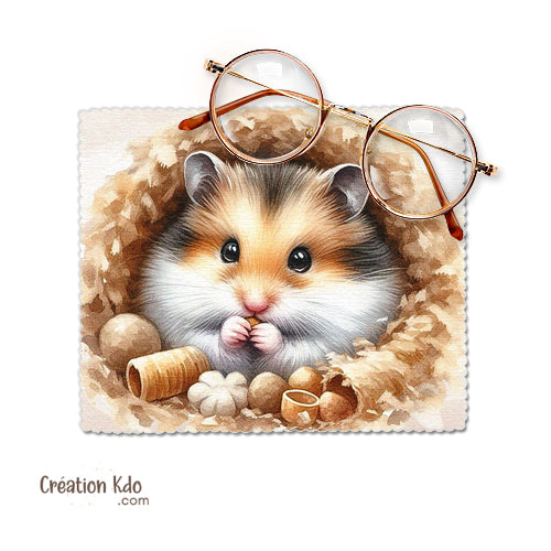 Essuie-Lunettes Hamster en Microfibre - Chiffonnette de Nettoyage Aquarelle Rongeur - Idée Cadeau Originale NAC