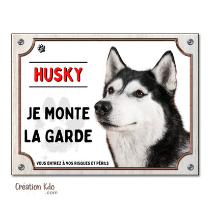 plaque husky attention au chien panneau portail je monte la garde