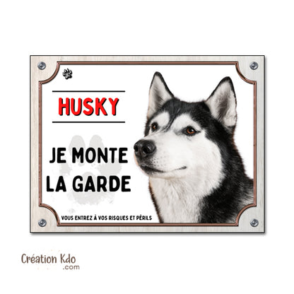 plaque husky attention au chien panneau portail je monte la garde
