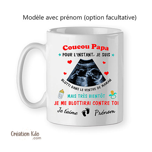 mug futur papa tasse cadeau naissance bébé échographie fête des pères prénom personnalisé