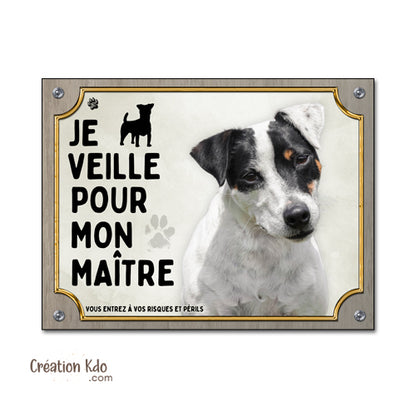 panneau jack russell je veille pour mon maitre plaque chien je monte la garde aluminium