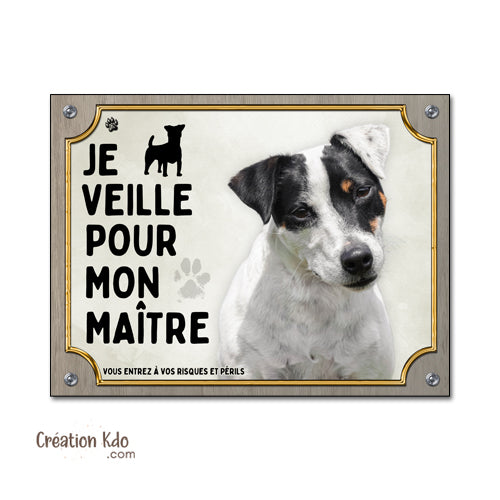 panneau jack russell je veille pour mon maitre plaque chien je monte la garde aluminium