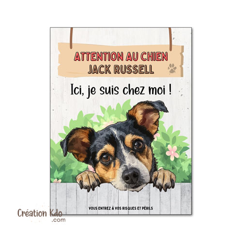panneau jack russell plaque attention au chien je monte la garde pancarte