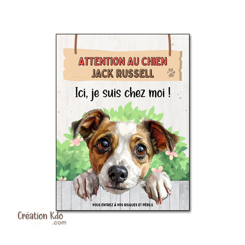 panneau jack russell plaque attention au chien je monte la garde pancarte
