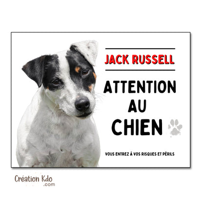 panneau jack russell noir et blanc plaque attention au chien je monte la garde pancarte