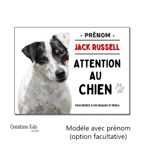 panneau jack russell noir et blanc plaque attention au chien je monte la garde pancarte portail