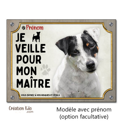 panneau jack russell noir et blanc plaque attention au chien je monte la garde pancarte