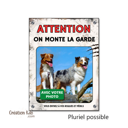 panneau pluriel je monte la garde attention aux chiens plaque portail photo