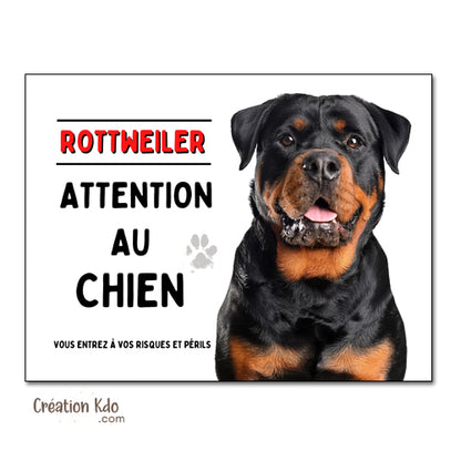 Plaque Rottweiler Attention au chien Panneau classique portail