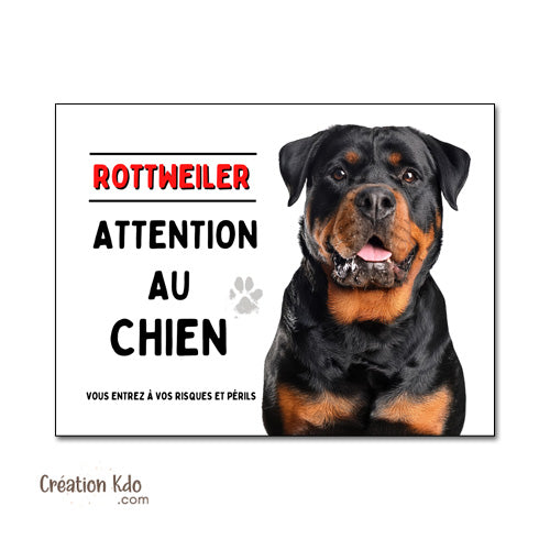 Plaque Rottweiler Attention au chien Panneau classique portail je monte la garde