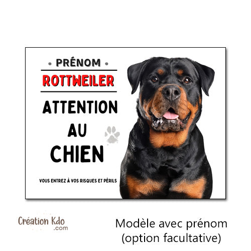 Plaque Rottweiler Attention au chien Panneau classique portail