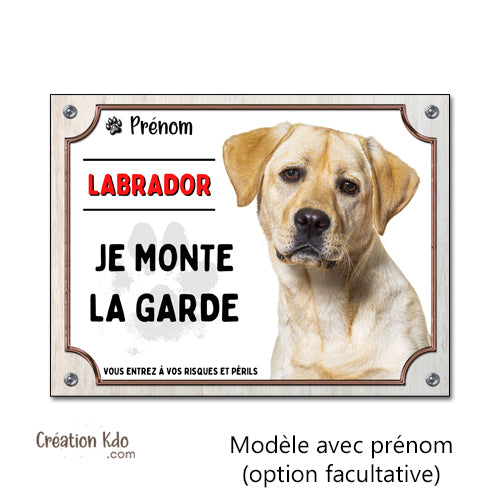 plaque labrador attention au chien panneau portail je monte la garde personnalisé photo