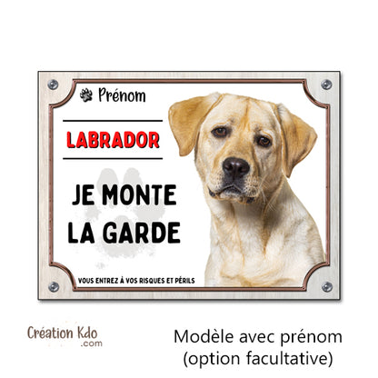 plaque labrador attention au chien panneau portail je monte la garde personnalisé photo