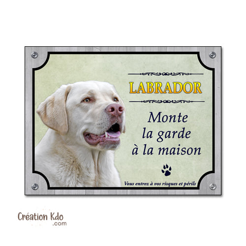 plaque labrador attention au chien panneau portail je monte la garde