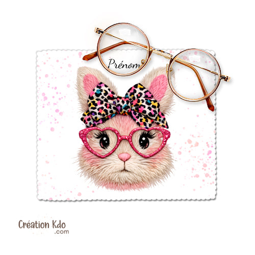 Essuie-Lunettes Lapin Rose Personnalisable avec Prénom - Chiffonnette Microfibre Humour NAC