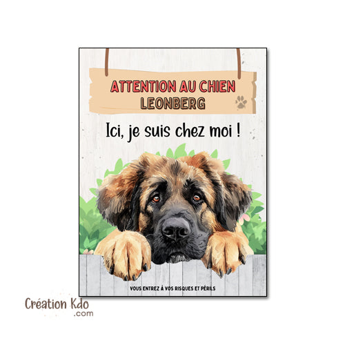 Panneau plaque leonberg attention au chien portail je monte la garde