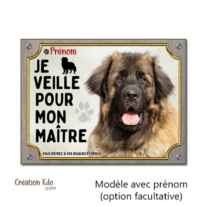 plaque leonberg attention au chien panneau je monte la garde veille pour mon maitre personnalisé