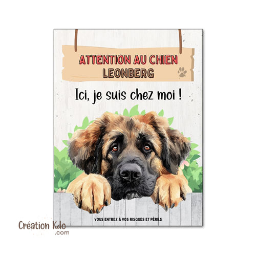 Panneau plaque leonberg attention au chien