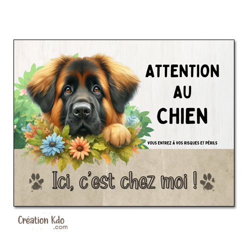 plaque leonberg attention au chien panneau portail je monte la garde