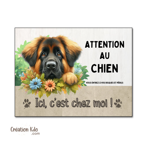 plaque leonberg attention au chien panneau portail je monte la garde