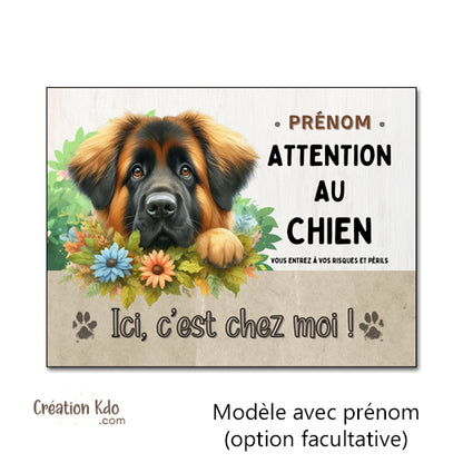 plaque leonberg attention au chien panneau portail je monte la garde
