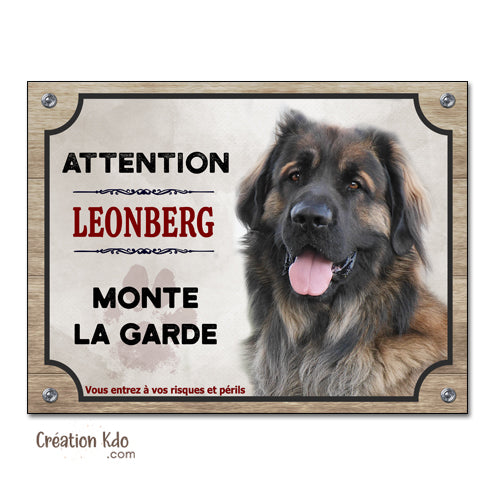 plaque leonberg attention au chien panneau portail je monte la garde pancarte