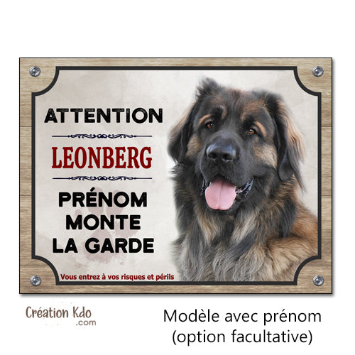 plaque leonberg attention au chien panneau portail je monte la garde pancarte à personnaliser