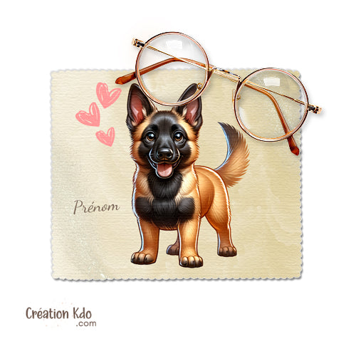 Essuie-lunette motif chien Malinois chiffonnette en microfibre idée cadeau