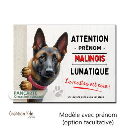 panneau malinois attention au chien berger belge plaque portail je monte la garde