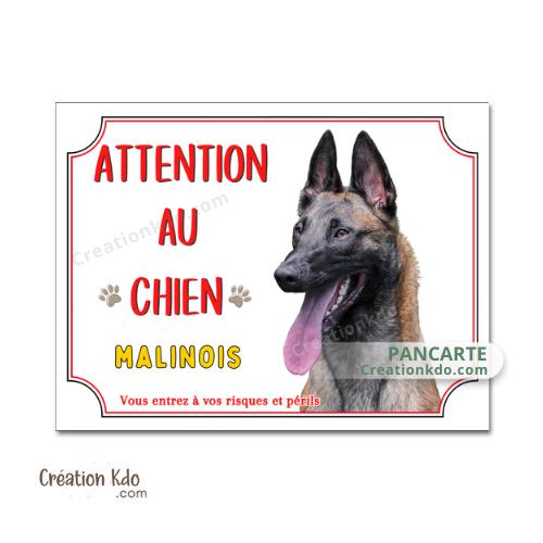 Plaque Malinois "Attention au chien" panneau de berger Belge portail