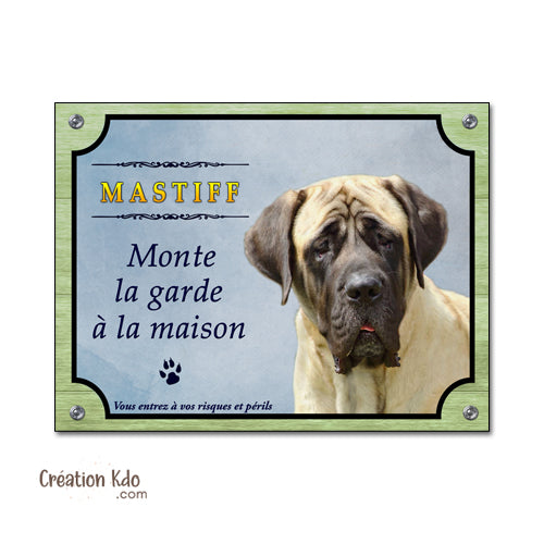 plaque mastiff monte la garde panneau attention au chien pancarte portail